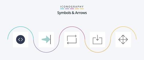 Paquete de 5 iconos planos de símbolos y flechas que incluye. repetir. transformar. flecha vector