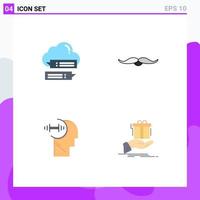 Flat Icon Pack of 4 Universal Symbols of chat men cloud hipster brian Editable Vector Design Elements