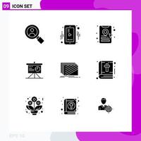 Pack of 9 Modern Solid Glyphs Signs and Symbols for Web Print Media such as texture layer online cab booking design board Editable Vector Design Elements