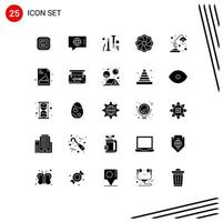 Universal Icon Symbols Group of 25 Modern Solid Glyphs of education desk lamp nail school flower Editable Vector Design Elements