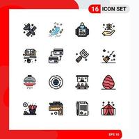 Universal Icon Symbols Group of 16 Modern Flat Color Filled Lines of nature garden nature farming technology Editable Creative Vector Design Elements