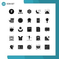 Modern Set of 25 Solid Glyphs and symbols such as food weather global sleep moon Editable Vector Design Elements