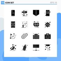 Modern Set of 16 Solid Glyphs Pictograph of qr code opportunity pay marketing Editable Vector Design Elements