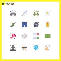 conjunto de 16 iconos modernos de la interfaz de usuario signos de símbolos para el juego billar comida en la playa huevo frito paquete editable de elementos de diseño de vectores creativos