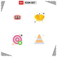 Group of 4 Modern Flat Icons Set for eye mistake digital king wrong Editable Vector Design Elements