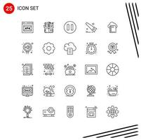 conjunto de 25 iconos de interfaz de usuario modernos signos de símbolos para computar elementos de diseño de vector editables a mano de nube de pensamiento de archivo