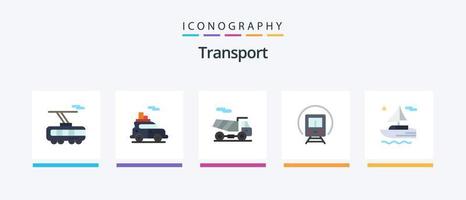 paquete de iconos de transporte plano 5 que incluye transporte. bote. bicicleta. transporte. tren. diseño de iconos creativos vector