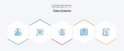 paquete de iconos azules de ciencia de datos 25 que incluye tecnología abstracta. libro de ideas ciencia. idea. puerta vector