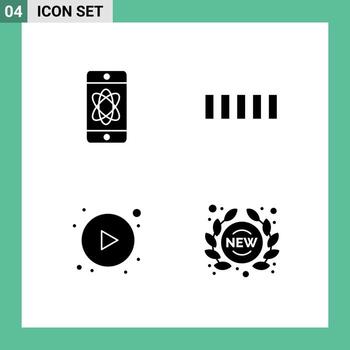 conjunto de 4 iconos modernos de la interfaz de usuario signos de símbolos para la señal tecnológica del botón del átomo nuevos elementos de diseño vectorial editables vector