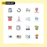 Mobile Interface Flat Color Set of 16 Pictograms of dropper user health interface communication Editable Pack of Creative Vector Design Elements