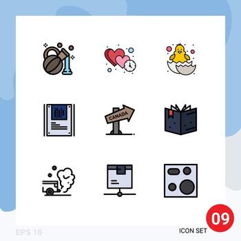 Modern Set of 9 Filledline Flat Colors and symbols such as direction decryption baby data analysis Editable Vector Design Elements