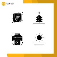 Modern Set of 4 Solid Glyphs Pictograph of arrow print orientation christmas beach Editable Vector Design Elements