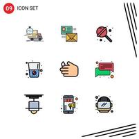 Pictogram Set of 9 Simple Filledline Flat Colors of drink diet mail sweets lollipop Editable Vector Design Elements