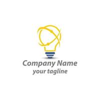 light bulb logo with a line as a connection or connected sign vector