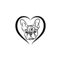 un pequeño y lindo frenchie está pegado al borde de la mesa y esperando algunos alimentos. el logotipo de bulldog francés de varios colores atigrado. esta es la serie frenchie en estilo de foto de retrato. vector