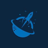 rocket logo design template. rocket logo design template. rocket around the planet vector illustration