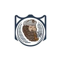 Captain with a pipe logo design template for a white background. Vector illustration.EPS 10