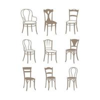 Set of armchairs and chairs and tables set. Architecture interior design home and office furniture. Isolated on white, vector