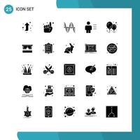 Modern Set of 25 Solid Glyphs Pictograph of baby stuff details hertz body analytics Editable Vector Design Elements