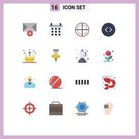 Pictogram Set of 16 Simple Flat Colors of up export military direction enlarge Editable Pack of Creative Vector Design Elements