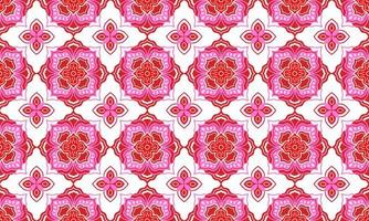 Ethnic Abstract Background cute Pink Red Flower geometric tribal ikat folk Motif Arabic oriental native pattern traditional design carpet wallpaper clothing fabric wrapping print batik folk vector