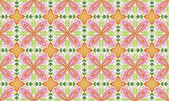 Ethnic Abstract Background cute Pink Orange Green Flower geometric tribal folk Motif oriental native pattern traditional design carpet wallpaper clothing fabric wrapping print batik folk knit vector