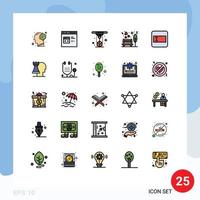 paquete de 25 modernos signos y símbolos de colores planos de línea rellena para medios de impresión web como park love desarrollar elementos de diseño de vectores editables de impresión de banco