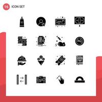 User Interface Pack of 16 Basic Solid Glyphs of meat cooking workflow beef money Editable Vector Design Elements