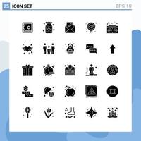 25 Thematic Vector Solid Glyphs and Editable Symbols of reputation public compose pr mail Editable Vector Design Elements