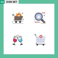 Modern Set of 4 Flat Icons and symbols such as art couple gear alcohal delete Editable Vector Design Elements