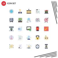 25 User Interface Flat Color Pack of modern Signs and Symbols of flask clipboard leader food and drink drink bar Editable Vector Design Elements
