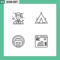 Stock Vector Icon Pack of 4 Line Signs and Symbols for avatar building camp spring greek Editable Vector Design Elements