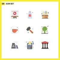 Set of 9 Modern UI Icons Symbols Signs for knock love book cup open Editable Vector Design Elements