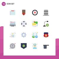 Modern Set of 16 Flat Colors and symbols such as economy computer media food drink Editable Pack of Creative Vector Design Elements