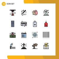 Set of 16 Modern UI Icons Symbols Signs for tv control bynny smoke pollution Editable Creative Vector Design Elements