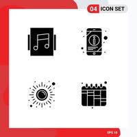 Group of 4 Modern Solid Glyphs Set for album meditation information phone yoga Editable Vector Design Elements