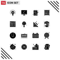 Pack of 16 creative Solid Glyphs of keyboard controller pc science physics Editable Vector Design Elements