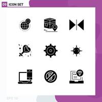 Pack of 9 Modern Solid Glyphs Signs and Symbols for Web Print Media such as celebrate sign pin gender horizontal Editable Vector Design Elements