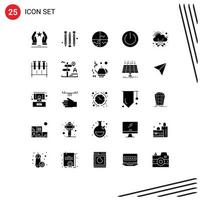 Modern Set of 25 Solid Glyphs and symbols such as cloud power skin on basic Editable Vector Design Elements