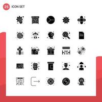 Set of 25 Vector Solid Glyphs on Grid for health power chart energy energy Editable Vector Design Elements