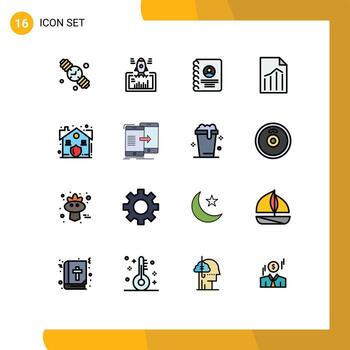 Flat Color Filled Line Pack of 16 Universal Symbols of sheet page web file phone Editable Creative Vector Design Elements