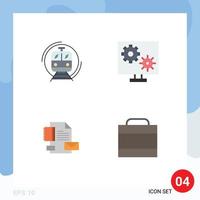 Editable Vector Line Pack of 4 Simple Flat Icons of metro setting public gear brand Editable Vector Design Elements