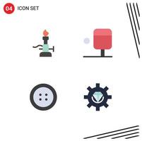 4 iconos planos universales establecidos para aplicaciones web y móviles codificación de incendios ciencia desarrollo deportivo elementos de diseño vectorial editables vector