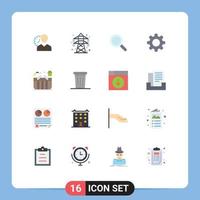 16 Thematic Vector Flat Colors and Editable Symbols of setting search electrical magnifying glass Editable Pack of Creative Vector Design Elements