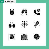 paquete de iconos de vector de stock de 9 signos y símbolos de línea para elementos de diseño de vector editable de cereza de verduras de llama de invierno