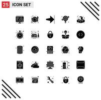 Universal Icon Symbols Group of 25 Modern Solid Glyphs of timer pocket watch idea play cubes Editable Vector Design Elements