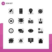 Group of 16 Solid Glyphs Signs and Symbols for online development map success goal Editable Vector Design Elements