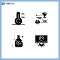 4 Creative Icons Modern Signs and Symbols of medical dollar achievement path video Editable Vector Design Elements