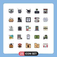 conjunto de 25 iconos de interfaz de usuario modernos signos de símbolos para elementos de diseño vectorial editables de chat de barra de compras de cafetería vector