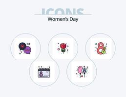 paquete de iconos llenos de línea de día de la mujer 5 diseño de iconos. invitar. día. día. tarjeta. ocho vector